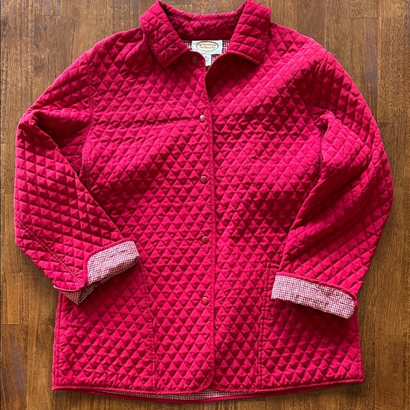 Talbots vintage lightweight button snap, quilted red jacket, barn style size XL - Picture 2 of 10